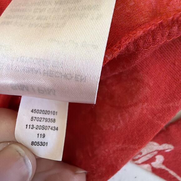 Soma women's robe floral knee length tie rayon blend soft red cool nights - Picture 9 of 10